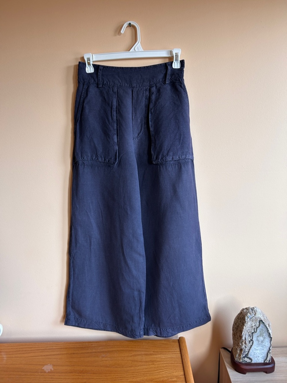 Sold: Navy Blue Wide-Leg Linen Pants